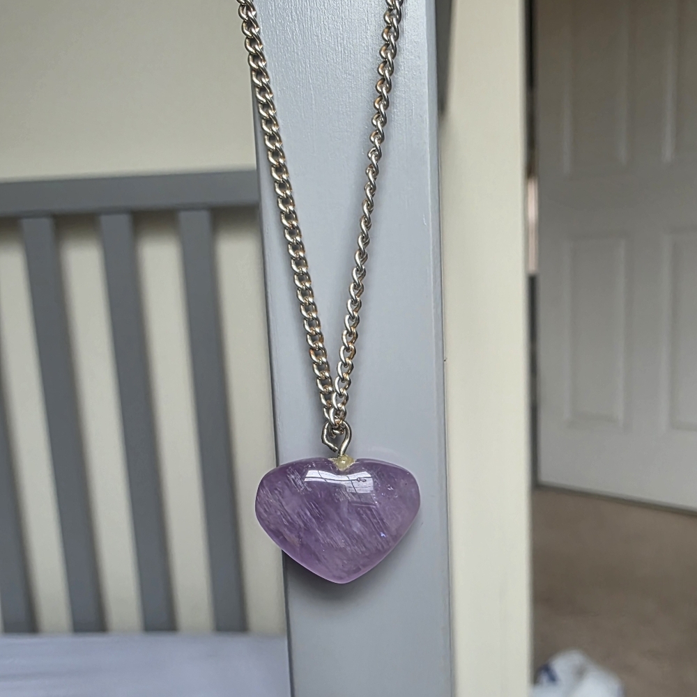 Purple Heart Stone Pendant Necklace - Unbranded Womens Jewelry